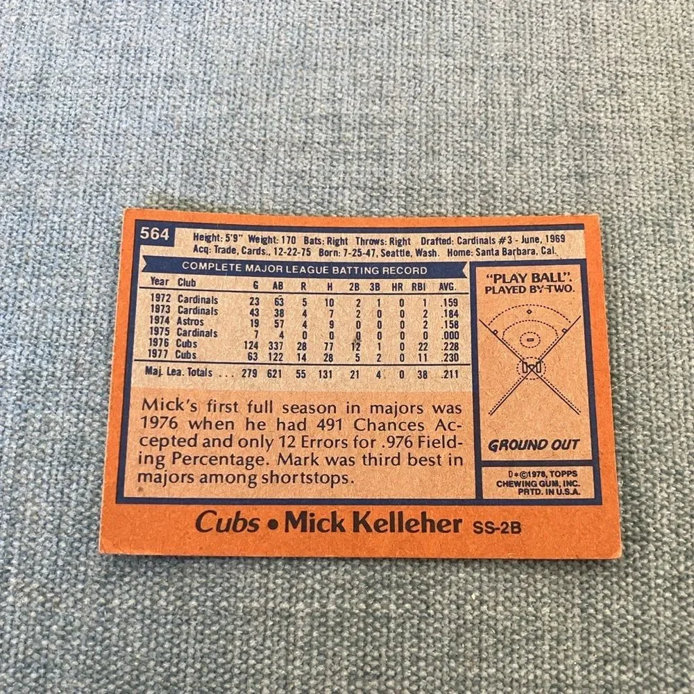 1978 Topps Chicago Cubs Baseball Card Trading Card
